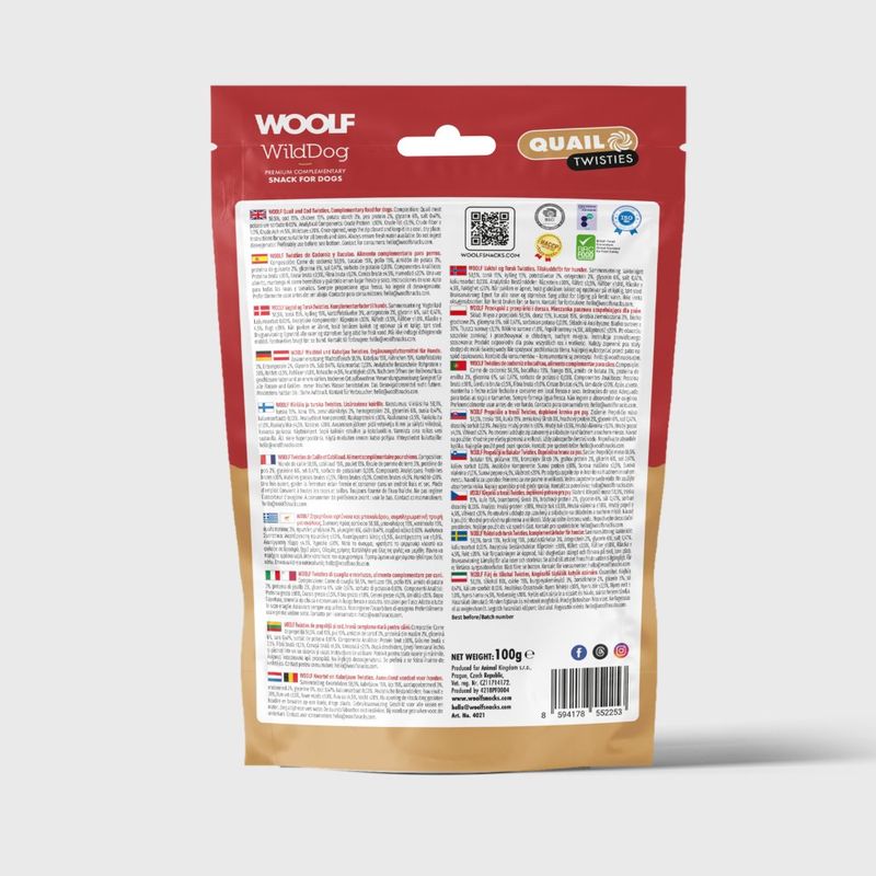 Woolf Wilddog Quail & Cod Twisties 100g